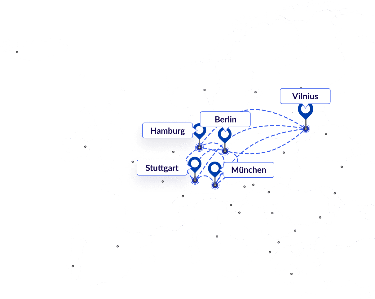 Europa Karte mit den eingezeichneten digetiers Standorten.