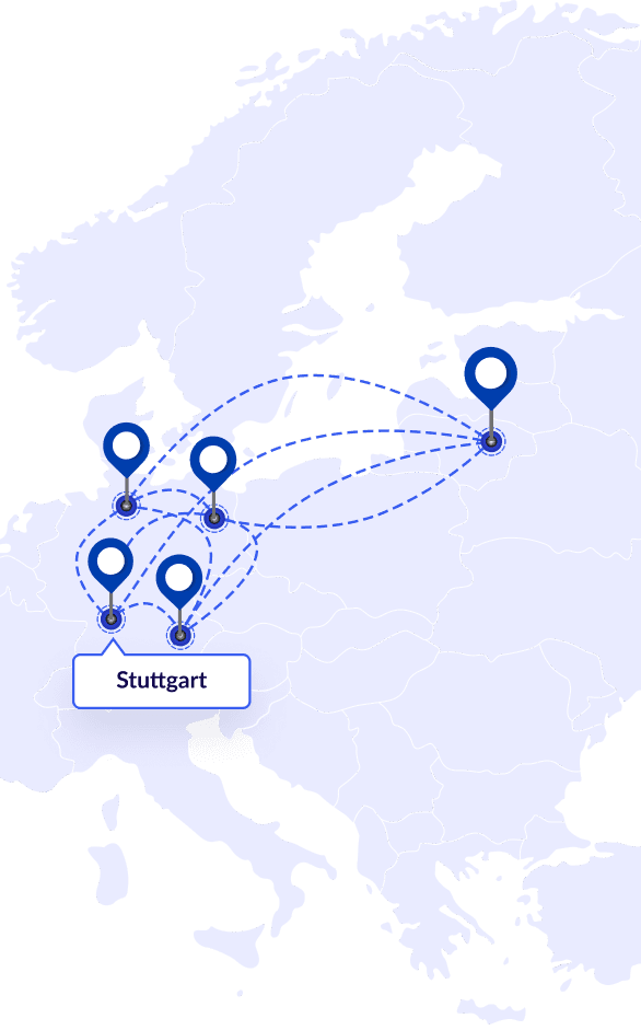 Europa Karte mit den eingezeichneten digetiers Standorten.