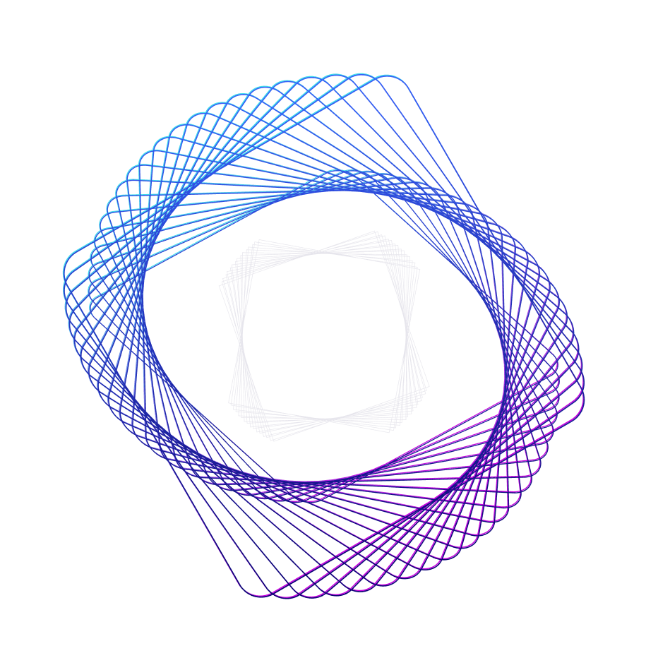 Eine abstrakte kreisform mit einem dunkelblauen violetten Farbübergang in deren Mitte eine kleinere, graue Kreisform ist.